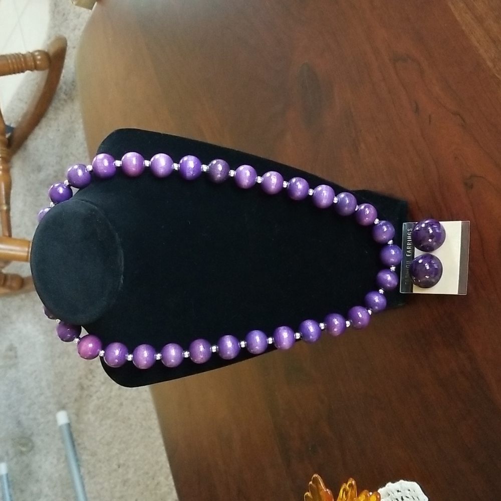 Beautiful Purple Earrings and Necklace